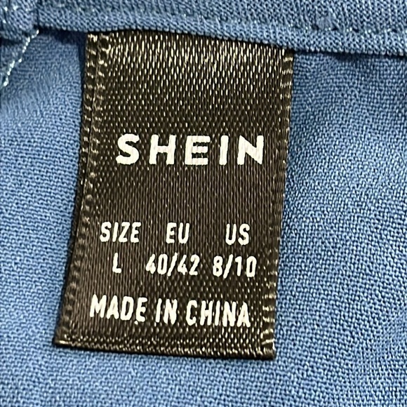 Shein Essnce Womens 2 Piece Split Hem Halter Top & Wide Leg Pants Size L Blue - Picture 6 of 16